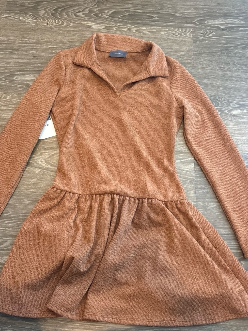 Cozy Collared Long Sleeve Dress in Rust by A New Day